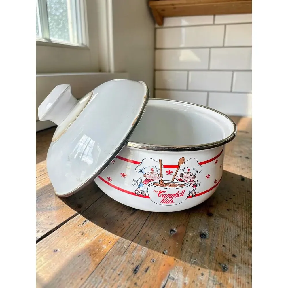 Vintage 1991 Campbell's Kids Gibson Enamel on Steel Saucepan Pot w/ Lid